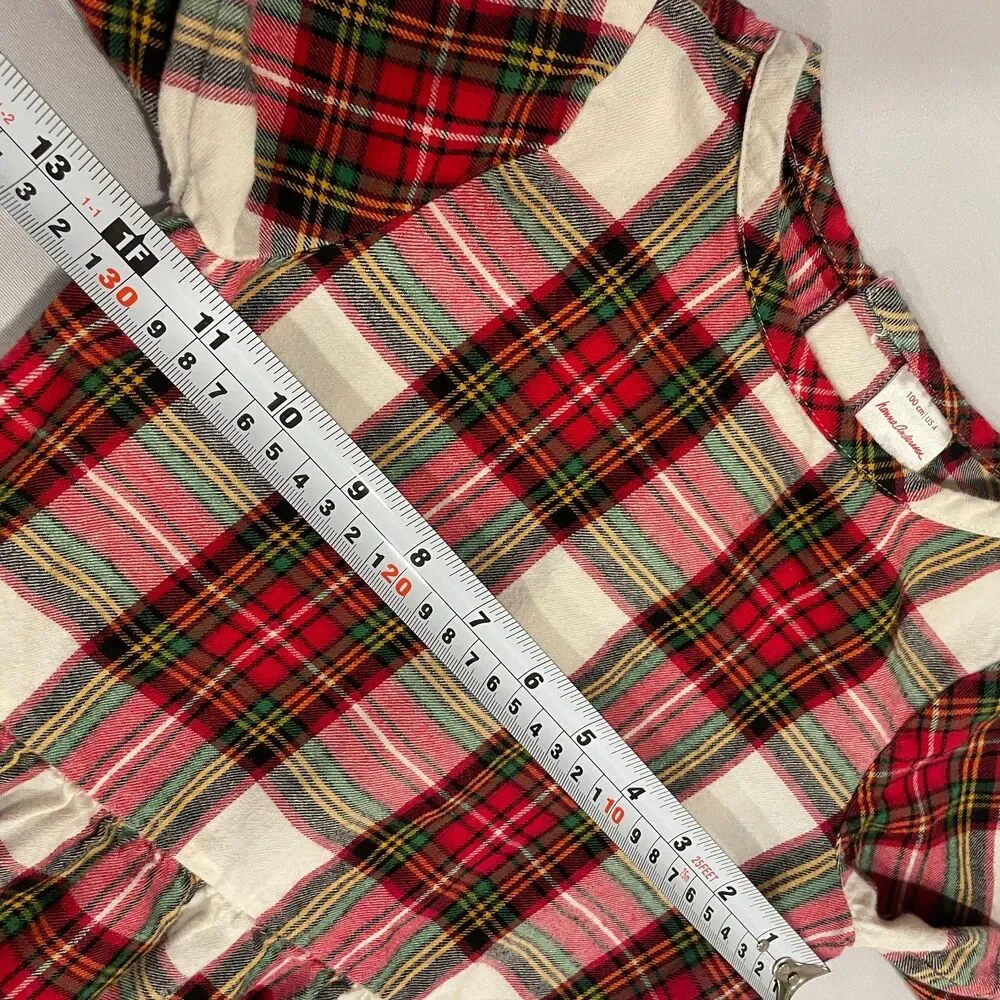~ Hanna Andersson 4 Plaid Flannel Top Long Sleeves Soft Red Green Black Shirt